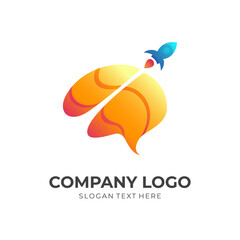 Fototapeta na wymiar brain rocket logo design concept, 3d simple style