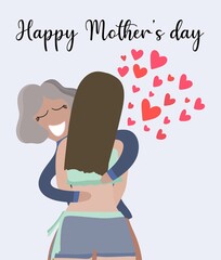 Día de la madre 17 de Octubre, abrazo de hija con mamá. Mi mamá es la mejor del mundo, te amo mamá. Apego, abrazos, amor, familia, fiesta, festejo, felicidades, maternidad, abuelas, hijas, madres, gen