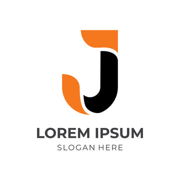 initial J logo concept with flat orange and black color style
