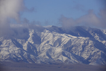 Tian Shan Mountains after the first snowfall, southeast Kazakhstan.