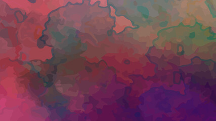 2d illustration. Concrete flat wall graffiti backdrop. Modern art style. Multi colored shapes and patterns. Handmade spray paintings. Painted rough and rad surface. Handmade brush strokes