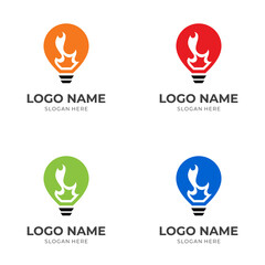bulb fire logo design with flat style colorful style