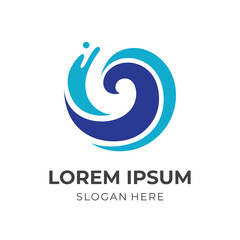 modern wave logo concept with flat blue color style