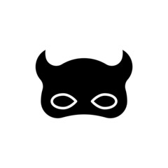 Devil mask glyph icon. Sexual seduction. Sex shop. Adult game. Black filled symbol. Isolated vector illustration