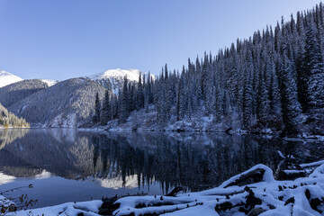 The Midle Kolsay Lake - Mynzholky, meaning "1000 years old". The midle lake is the largest of the three. Kolsay Lakes National Park.