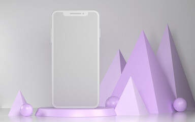 3D Mobile Phone App Screen Mockup Copy Space Mobile App Mockup