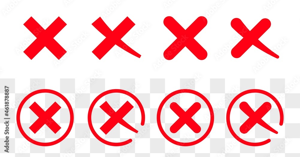 Poster red cross x vector icon. no wrong symbol. graphic design element set.