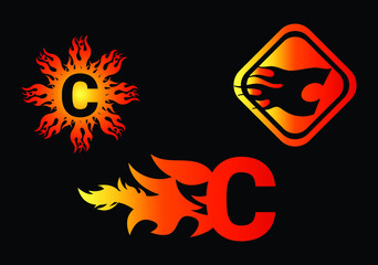 Fire C Letter Logo And Icon Design Template