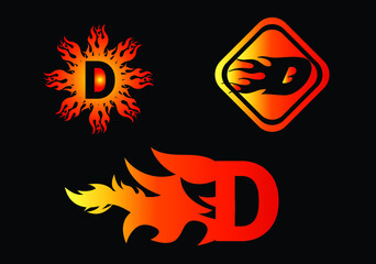 Fire D Letter Logo And Icon Design Template