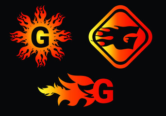 Fire G Letter Logo And Icon Design Template