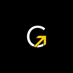 simple typography g arrow vector logo