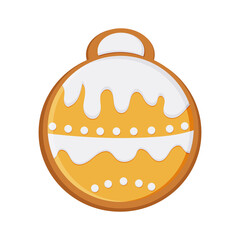 New Year's gingerbread in the form of a toy for the Christmas tree. Christmas, food. Vector