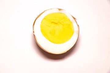 Eggs taken on a white background look comfortable