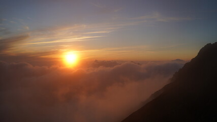 穂高山荘からの夕日