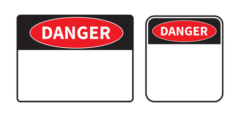 Danger sign on white background. Set of blank danger sign. Template with space for text. Vector illustration.