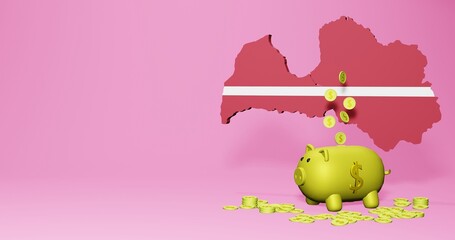 3d rendering of piggy bank as positive economic growth in Latvia