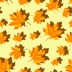 Naklejka na ściany i meble Vecter - maple leaves seamless pattern.