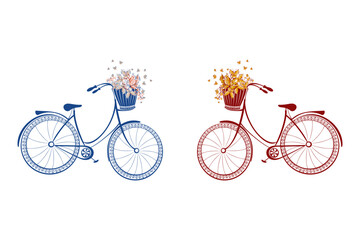 Bicycle With Flower Basket And Butterflies