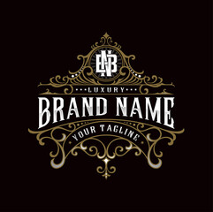 vintage logo with decorative ornament 