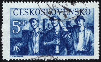 Postage stamps of the Czechoslovakia. Stamp printed in the Czechoslovakia. Stamp printed by Czechoslovakia. - obrazy, fototapety, plakaty