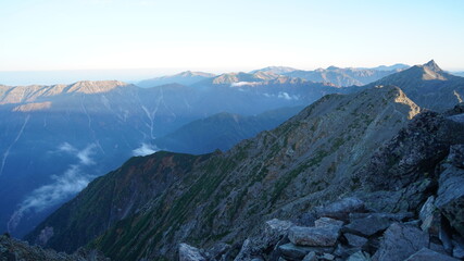 奥穂高山頂付近からの風景