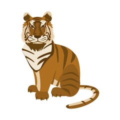 Chinese Tiger sitting Cartoon vector illustration