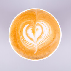 Hot and tasty latte coffee in paper  cup, coffee to go 
