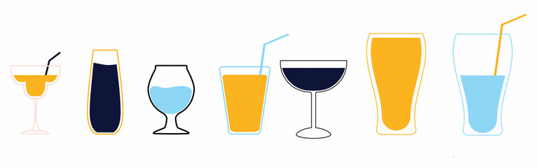 Set of drink glasses. Vector illustration EPS10
