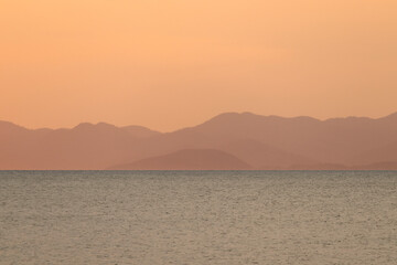 Seascape during sunset. Soft pastel colors. Fethiye, Turkey.