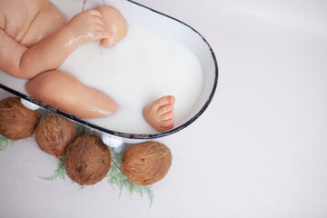 Milky bath happy baby