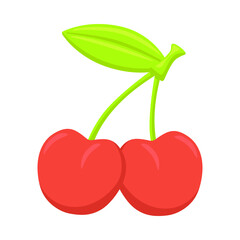 Cherry Sign Emoji Icon Illustration. Fruit Food Red Vector Symbol Emoticon Design Clip Art Sign Comic Style.