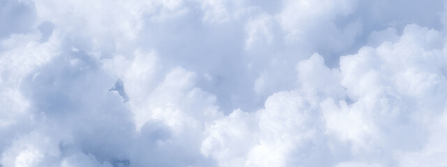Banner. Blue sky with white clouds in sunny weather. Fluffy sky cloudy view atmosphere