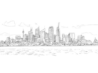 Sydney cityscape. Australia. Hand drawn vector illustration.