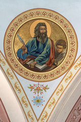 Obraz premium Saint Matthew the Evangelist, fresco in the Cathedral of Saint Teresa of Avila in Bjelovar, Croatia