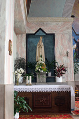 Fototapeta na wymiar Our Lady of Fatima, altar in the church of Saint Anthony of Padua in Bjelovar, Croatia