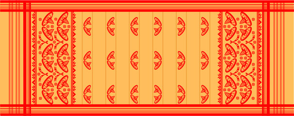 muga gamosa or gamusa from assam.gamosa textile pattern. gamosa or gamusa is an article of significance for the indigenous people of Assam, India. It is generally a white rectangular piece of cloth .