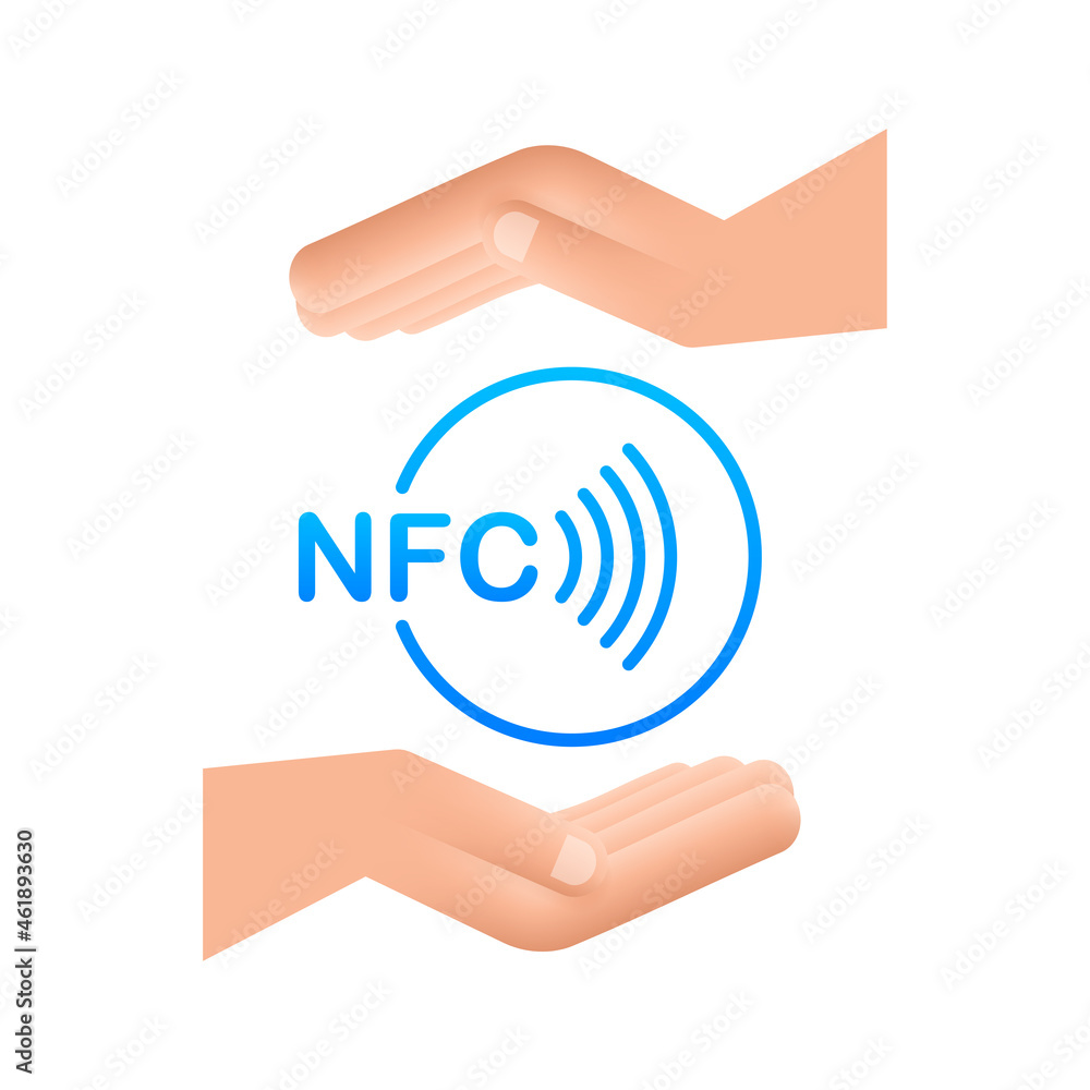 Canvas Prints Contactless wireless pay sign in hands logo. NFC technology. Vector stock illustration.