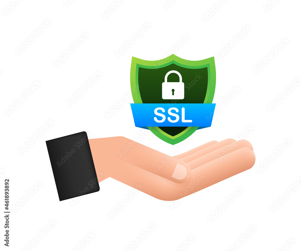 Poster secure connection icon vector illustration isolated on white background, flat style secured ssl shie