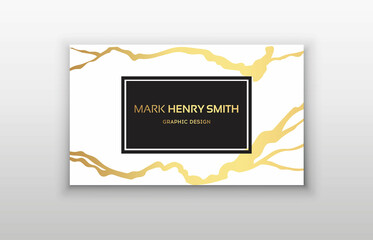 Gold business card kintsugi design. Modern business card template design.
