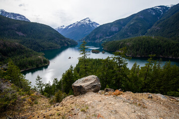 Diablo Lake at North Cascades National Park in Washington State during spring.
