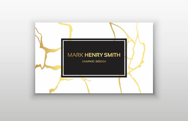 Gold business card kintsugi design. Modern business card template design.