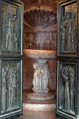Baptismal font in the Cathedral of St. James in Sibenik, Croatia