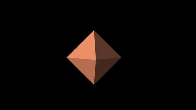 octahedron figure rotates on a black background 3d rendering