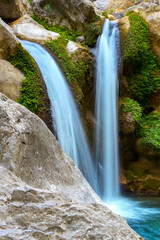 Double waterfall in Sapadere canyon, Turkey.