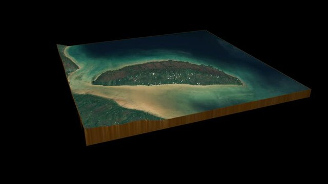 Akimiski Island terrain map 3D render 360 degrees loop animation