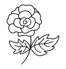 Fototapeta premium Vector black and white rose icon. Beautiful line garden flower illustration or coloring page isolated on white background.