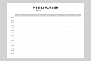 Simple Weekly Planner template, weekly schedule
