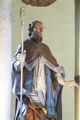 Bishop statue on the main altar at Our Lady of the Snow Church in Volavje, Croatia