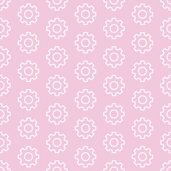 Pink seamless pattern with white gears.