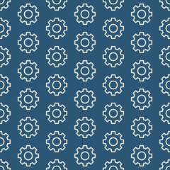 Navy seamless pattern with white gears.